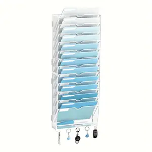 New 13 tier Wall File Organizer Wall File Holder Hooks Mesh Office folders
