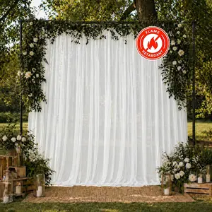 10ft x 10ft Chiffon Backdrop Curtain Panel – White Durable Flame Resistant Sheer Draping Fabric with Rod Pocket