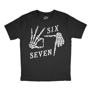 Youth Funny T Shirts 6 7 Skeleton Hands Sarcastic Viral Meme Graphic Novelty Tee For Kids Funny T Shirts Funny Meme Short Sleeve Novelty Tees for Kids Black - 6