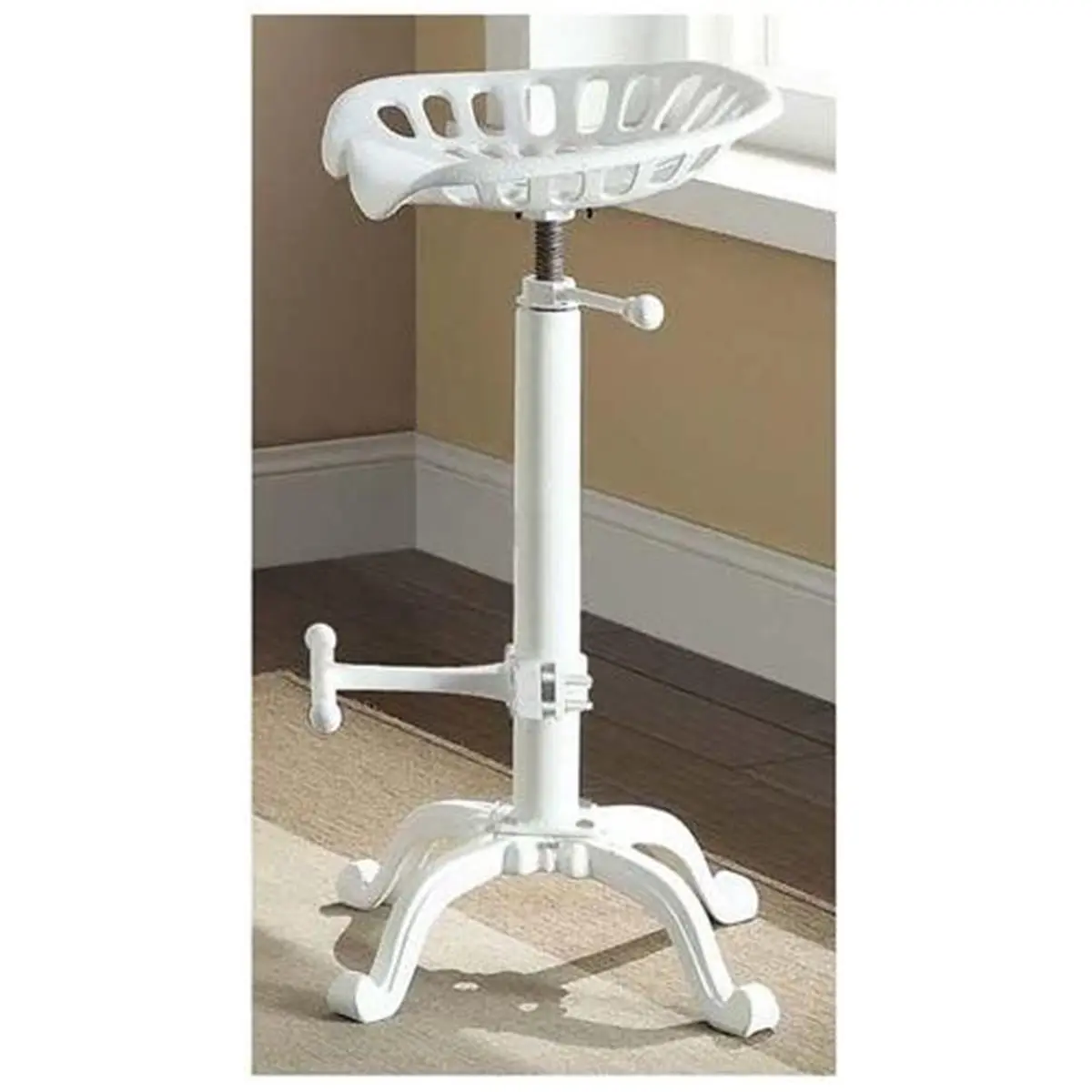 Carolina Furniture Works  Adjustable Tractor Seat Stool, White
