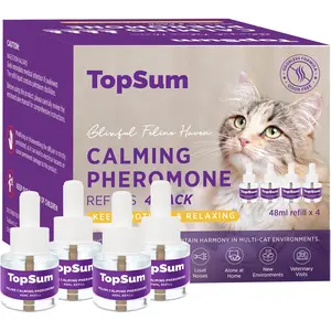 Cat Calming Diffuser Refills: 4 Pack Cat Pheromones Calming Diffuser Refill - Premium Cat Calming Diffuser Refill - Cat Pheromones for 4-Month Use, Cat Anxiety Relief, 4 Pack (Light Purple)