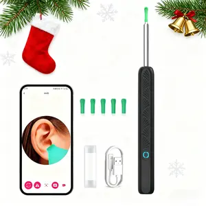 1pc Ear Wax Removal Tool Camera, Ear Cleaner With Camera, Ear Wax Remover, LED Lights For Safe Earwax Removal ,Ear Cleaning Tool With 5 Ear Spoon,Ear Cleaning For Android Phones（Black）