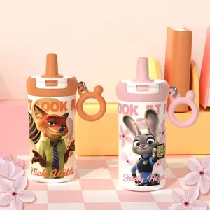 Disney Series Zootopia Insulated Water Bottle Straw Cup Large Capacity 680ml Versatile Portable with Tea Compartment High-Quality and Stylish Ideal for Kids Students Girls Boys Valentine Gift for Girlfriends