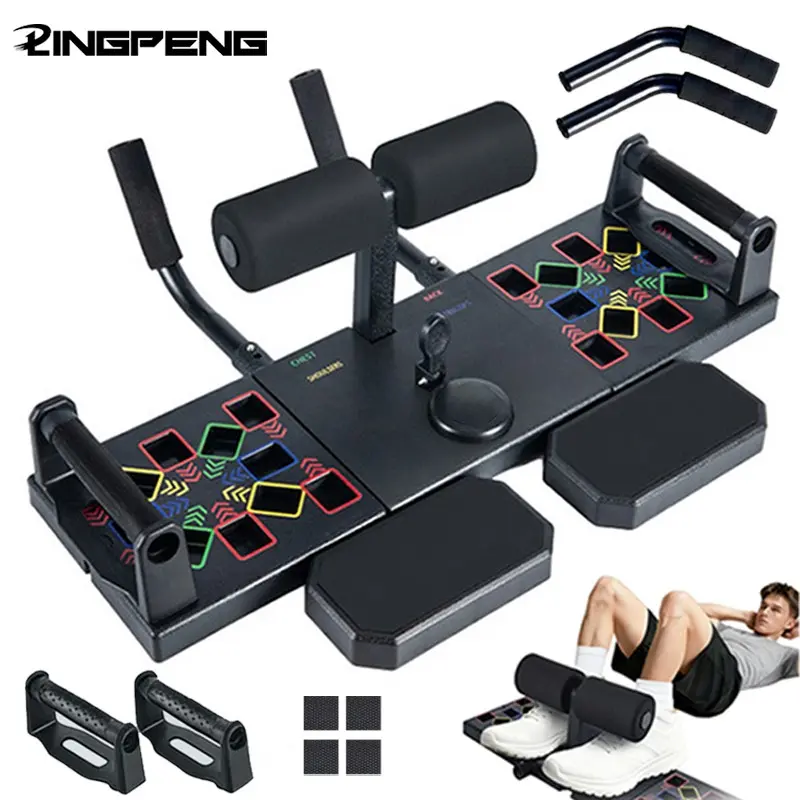 Portable Multifunctional Push-up Board Set With Handles Foldable Strength Workout Equipment Fitness Equipment For Chest Abdomen Arms And Back Training Home Exercise Equipment Work Out Equipment For Home Gym Home Fitness Tool