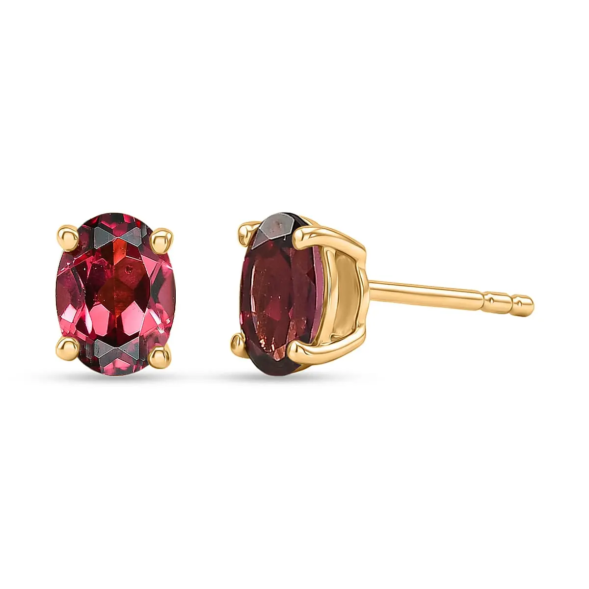 D'Joy Orissa Rose Garnet Solitaire Stud Earrings in 18K Vermeil YG Over Sterling Silver 2.00 ctw