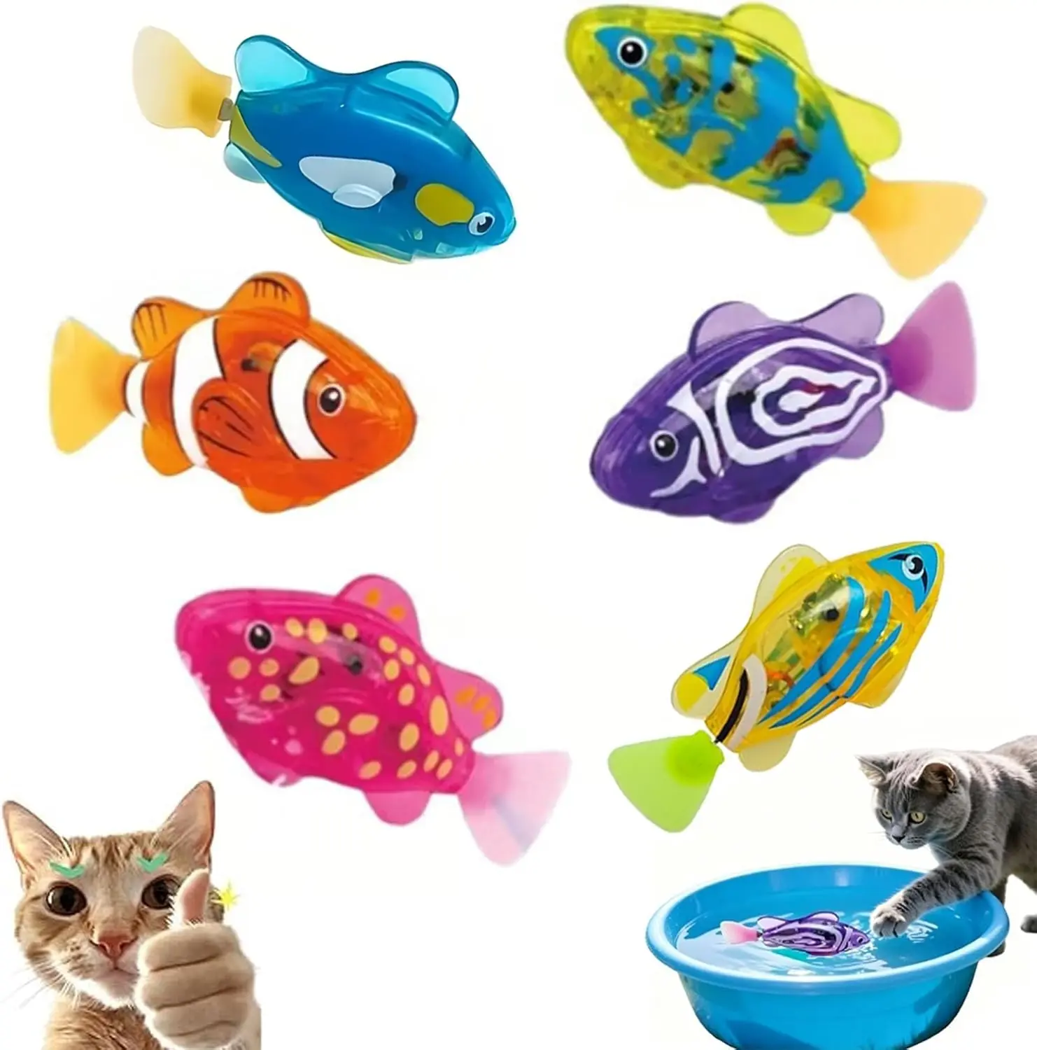 3pcs Water-Activated Magic Glowing Swimming Fish Toys, Waterproof LED Bath Toys, Random Colors, Suitable for Bathtub & Aquarium