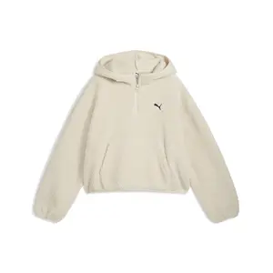 PUMA Womens Wardrobe Essentials Oversized Polar Fleece Hoodie Casual Outerwear Casual - White