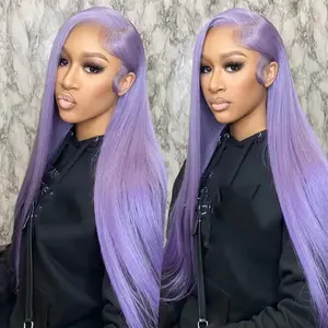 Crown 13X6 Purple or Pink Preplucked Lace Front Wig Human Hair Body Wave Crown Class Company