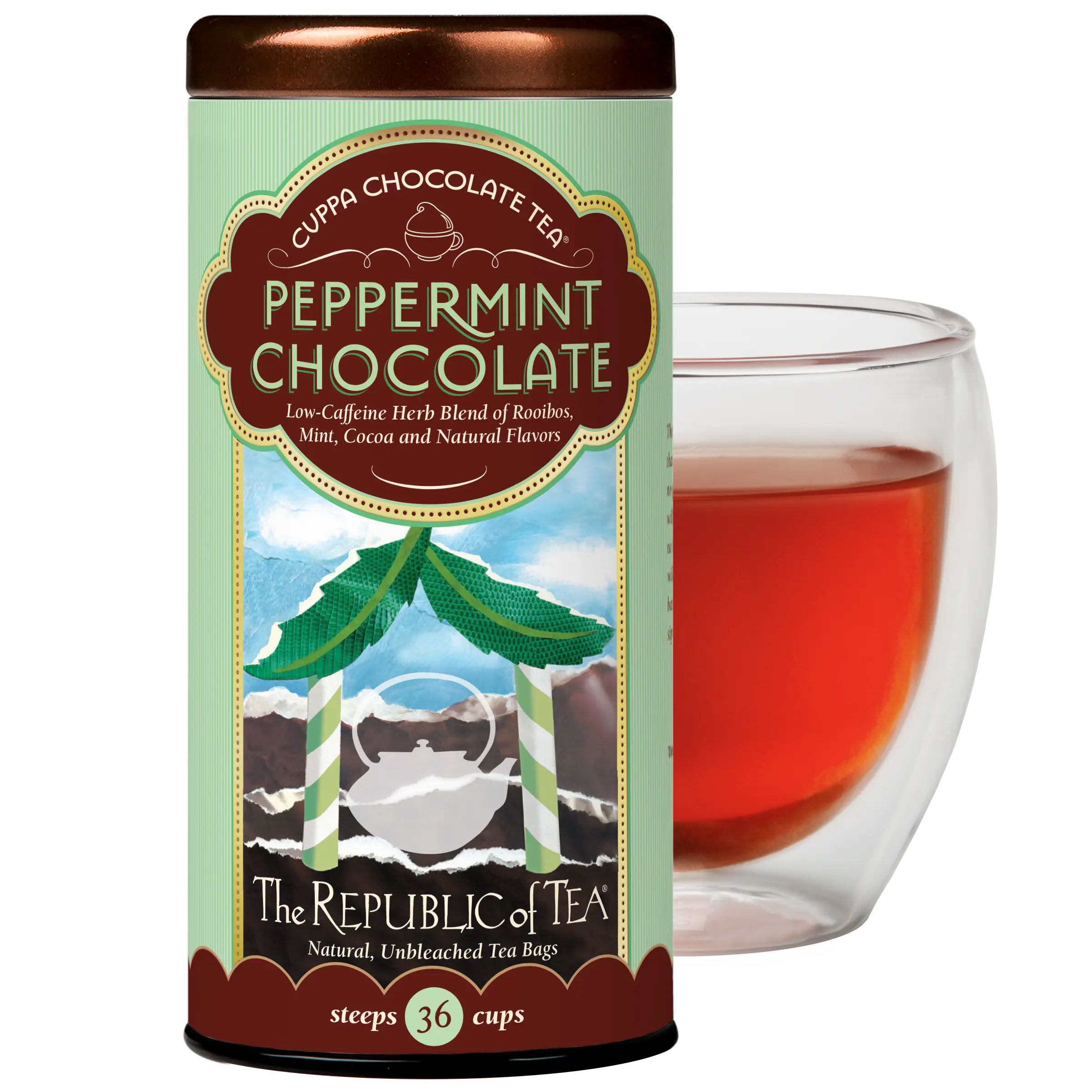 The Republic of Tea Peppermint Cuppa Chocolate Tea, 36 Tea Bags, Rooibos Tea Dessert Blend The Republic of Tea Peppermint Cuppa Chocolate Tea, 36 Tea Bags, Rooibos Tea Dessert Blend