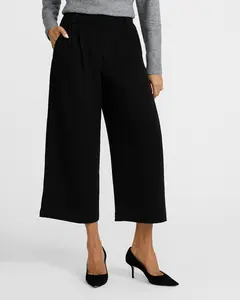 Express Signature Crepe High Waisted Cropped Relaxed Trouser