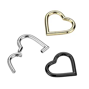 16G/18G Heart Hoop • Clicker Ring • Titanium • Nose Ring • Septum Ring •Seamless Hoop • Helix • Cartilage Piercing • Daith • Earring