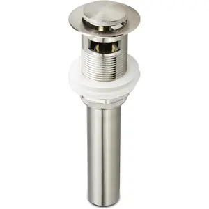 Brushed Nickel Bathroom Sink Pop Up Drain Assembly with Overflow Fits 1.57 to 2.36 Inch Sink Openings Solid Brass Drain Stopper