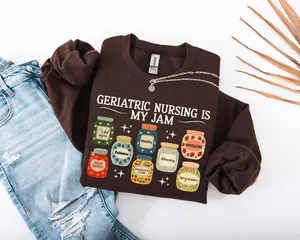 Geriatric Nurse Sweatshirt, Cozy Nursing Caregiver Crewneck, Elderly Care Nurse Gift, Cute CNA Sweater for Healthcare Workers