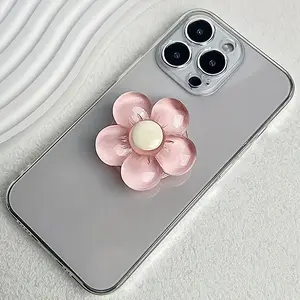 Simple 3D flower design phone holder, foldable upright desktop phone clip, portable phone decoration, girl's gift, Adjustable phone stand