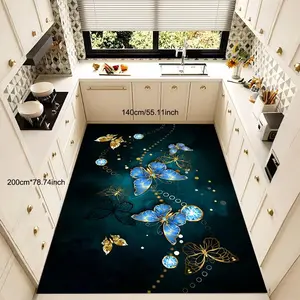 Butterfly Pattern Kitchen Mat, Non-slip Kitchen Floor Mat with Drainage Holes, Kitchen Rugs, Home Decor, Room Decor