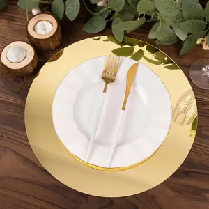 10-Pack Acrylic Charger Plates 13" Round Gold Mirror - Lightweight Decorative Dining Plates