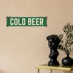 1pc 4x16 Vintage Green Distressed Cold Beer Aluminum Sign Wall Decor for Home Bar Man Cave Housewarming Gift Room Decoration