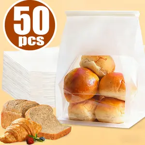 Sourdough Bread Bags, 50-Pack Paper Loaf Bags With Windows for Homemade Bread, Birthday Parties, Weddings, Food Packaging and Storage bread baking supply Bakeware Kitchenware