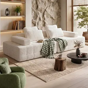 [2 Packages Shipping] 113" Modular Sofa, sofas para sala,No Assembly Required. Upgraded luxury fabric with waist support, fluffy memory foam. Extra large modular cloud 3-seat couch for living room, bedroom and lounge. Freely combinable. sectional Fofa