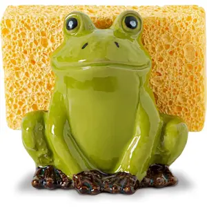 Frog Sponge Holder for Kitchen Sink Cute Kitchen Sponge Holder Ceramic Kitchen Sink Sponge Holder Durable Sink Scrubber Holder