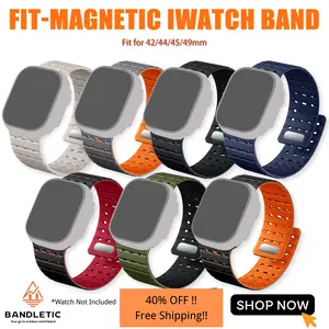 R-Lite Fit Magnetic Watch band Compatible with iWatch Ultra 2/Ultra Band 49mm/45mm/44mm/42mm for Men Women, Rugged Silicone Sport Replacement Strap for iWatch SE2/SE/9/8/7/6/5/4/3/2/1