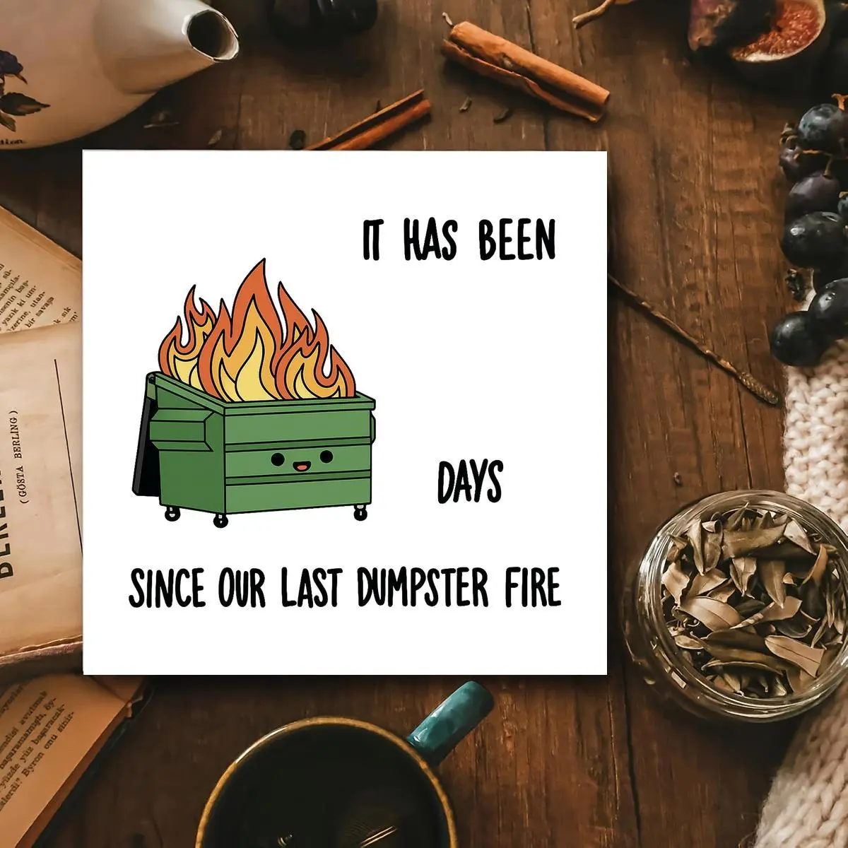 Funny Dumpster Fire Ornament, Office Desk Decor Gift for Coworkers, Boss, Men, Women, Unique Home Decor, Cute Room Decoration
