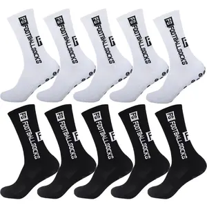 5/10 Pairs of Men's and Women's Anti Slip Grip Socks Designed Specifically for Football Cycling and Hiking, Shock-absorbing Elastic Socks, Professional Football Socks, Basketball Socks