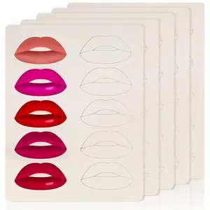 5 Sheets Lip Practice Skin Lip Fake Skins Fake Silicone Sheets to Practice Lip Tattoo Microblading Practice Skin Makeup Lip Practice Skin Microblading Supplies for Makeup(Black) springtok