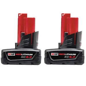 Milwaukee 48-11-2460 M12 REDLITHIUM XC 6.0Ah Extended Capacity Battery - 2 Pack
