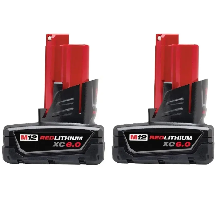 Milwaukee 48-11-2460 M12 REDLITHIUM XC 6.0Ah Extended Capacity Battery - 2 Pack Milwaukee 48-11-2460 M12 REDLITHIUM XC 6.0Ah Extended Capacity Battery - 2 Pack