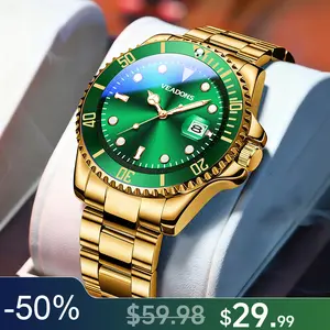 【dealsforyoudays】Veadons Men's Luxury Dress Watch, Green Dial, 40mm Stainless Steel Strap, Rotating Quartz Analog, Waterproof Luminous Large Dial Boss Wristwatch summer business trendy choice waterproof luminous men