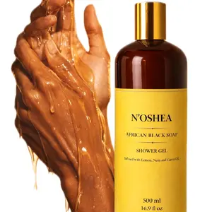 N'O SHEA African Black Soap Shower Gel Infused with Lemon, Neem and Carrot Oil 500 ml