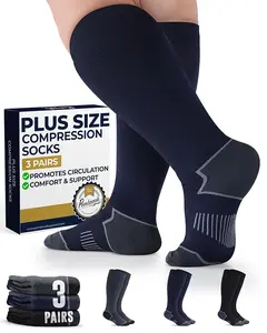 Pembrook Plus Size Compression Socks Wide Calf - 3 Pairs, 20-30mmHg, Travel & Running Support