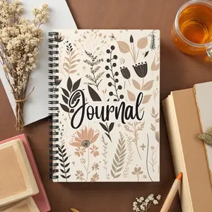 Boho Neutral Floral Spiral Journal with Ruled Lined Paper | Aesthetic Botanical Writing Notebook | Daily Planner for Notes, Journaling, School, Office, or Gifts | Cute Hardcover Stationery for Women, Teens & Students