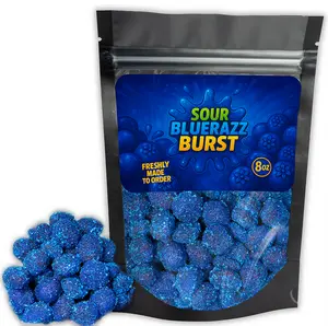 Sour Blue Raspberry Gushers - (8oz Large Bag) - Sour BlueRazz Gushers Snack  - Ships Same Day! Candy Sweet