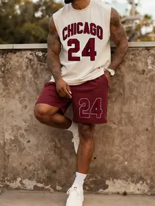 Men's Chicago 24 Jersey Vest Set, Casual Sports Vest Set, Perfect for Summer Sports or All-Day Home Wear