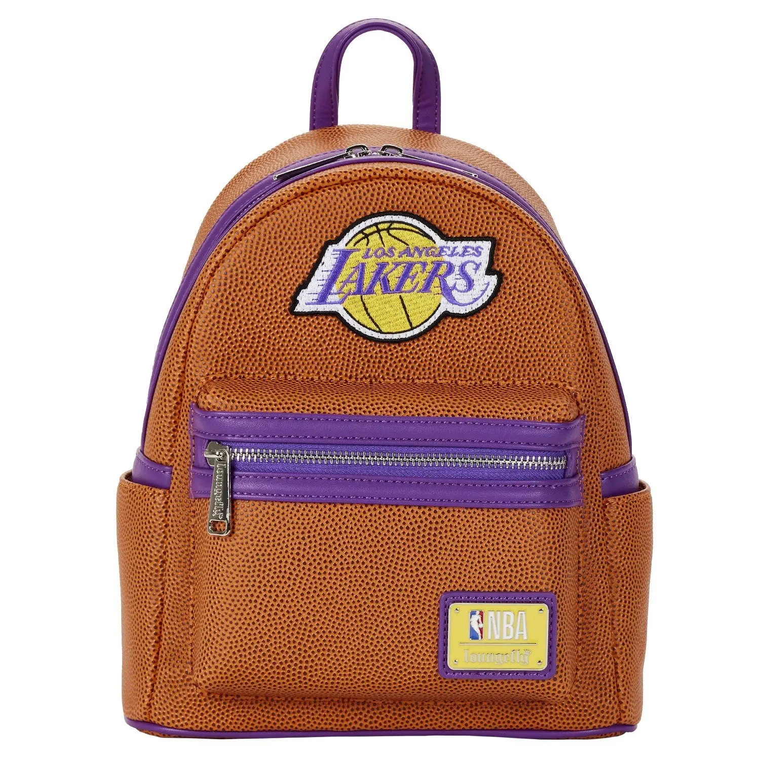 LA Lakers Mini Backpack in Vegan Leather, Officially Licensed NBA Basketball Fan Bag with Embroidered & Debossed Details, Vegan Leather Backpack