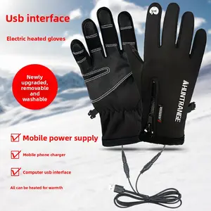 USB Electric Heating Gloves Waterproof Anti-Slip Touchscreen Gloves Outdoor Sports Skiing Thermal Gloves Waterproof Anti-Slip Cycling Gloves