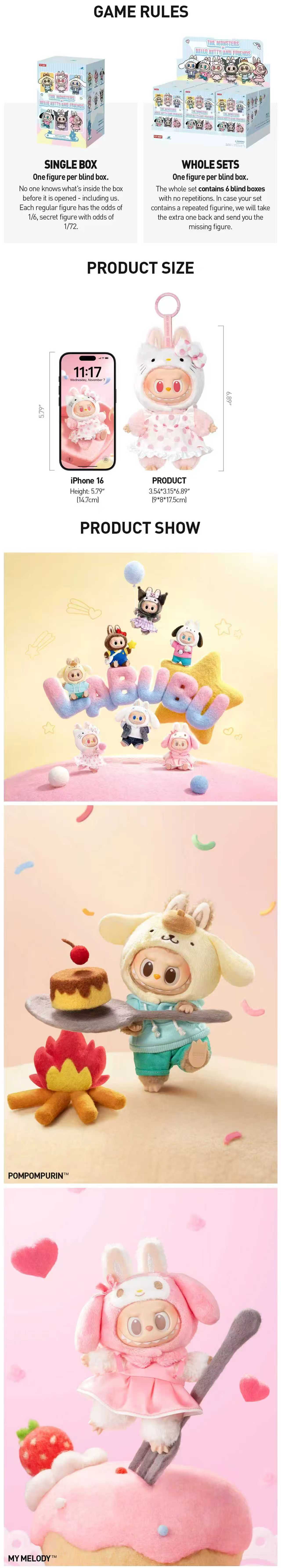 LABUBU THE MONSTERS x Hello Kitty and Friends Series Vinyl Plush Pendant Blind Box