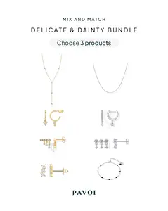 PAVOI 14K Gold Plated Dainty Jewelry Bundle – 3-Piece Sets for Women Huggie Hoop Earrings, CZ Ear Crawlers, Simulated Diamond Necklace or Bracelet – Build Your Own Tiktok Bundle