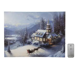 LumaBase Battery Operated Lighted Wall Art- Winter Sleigh Ride