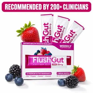FlushGut Fiber Gummies Jelly for Adults — Clinician Recommended Gut Health Supplement | 7G Fiber Jelly | No Added Sugar | Berry & Orange | Reviewed by 200+ Dietitians & Gastroenterologists