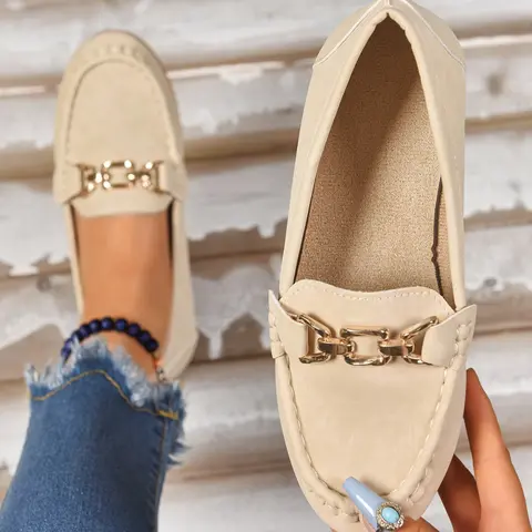 Women's Fashion Comfortable Pu Leather Loafers, Dual Color Options, Flat Low Heel Anti-Slip Shoes, Wide Fit Commuter Casual Footwear, Office Commuting Shoes, Office Shoes, Flats Shoes Women, Fall Casual Shoes