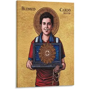 Carlo Acutis Catholic Saint Portraits Motivational Quote Wall Art Posters For Room Aesthetic 4 Poster For Bedroom Living Room Office Kitchen Bathroom Decor Frame-Poster 08x12inch Canvas Painting Gifts Decoration Colorful Ornaments Photo Artistic