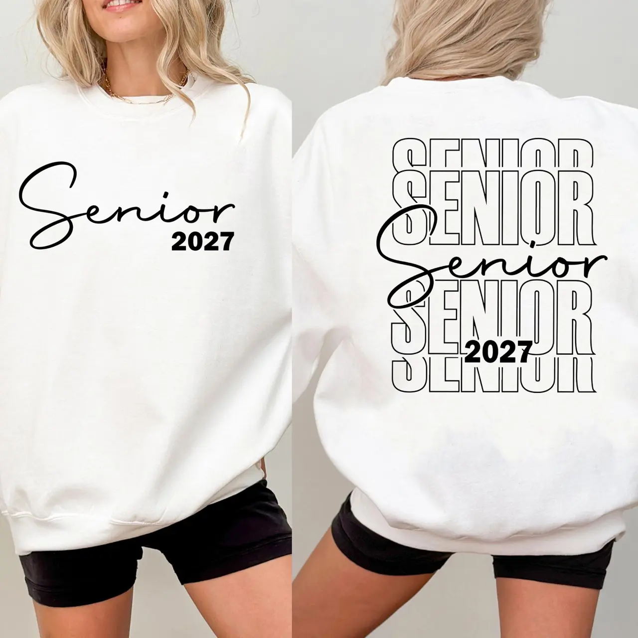 Senior 2027 2-Sided Sweatshirt Hoodie, Class of 2027 Graduation Graphic T-shirt, FSenior Year Shirt, High School Senior Gift for Graduating Students