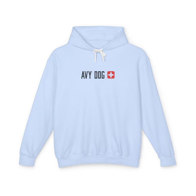 Avy Dog Hoodie — Minimal Swiss Cross Lightweight Pullover