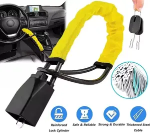Universal Anti-Theft Steering Wheel Lock for Car, Truck, and SUV – Security System with Adjustable Seat Belt Lock