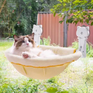 Cat Window Perch Cordless Large Capacity Foldable & Stable Cat Beds Breathable Window Hammock for Overlooking Sunbathing and Climbing Maximum Hold Up to 40lb Kitty Sunken Design