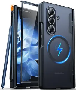 Military-Grade Magnetic Case for Galaxy Z Fold 7 [Built-in Screen Protector] [Hinge Protection] [S Pen Slot] Matte Shockproof Cover