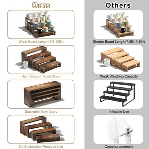 Wooden Desktop Organizer Set, 4 Pieces for Cupcakes Desserts Collectibles Jewelry Perfume Cupcake Holder Display Stand, Home Office Decor